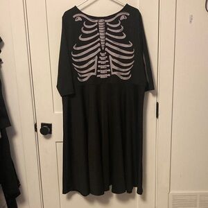 Unique Vintage Black Dress with Skeleton Design